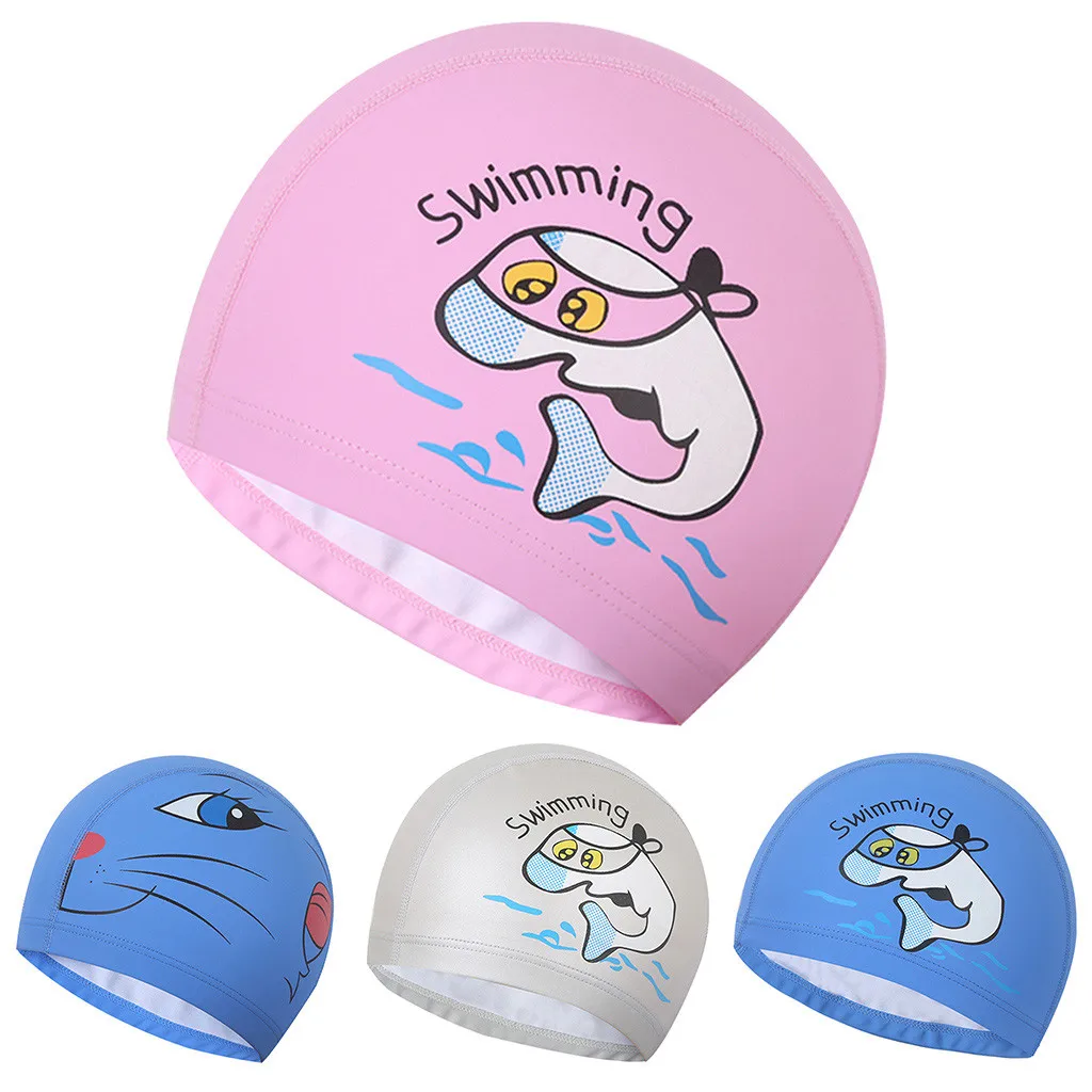 

Children Kids Boy Girl Cartoon Swim Waterproof Swimming Cap Sports Hat
