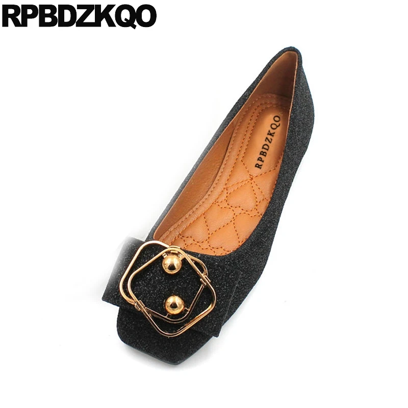 black sequin flat shoes