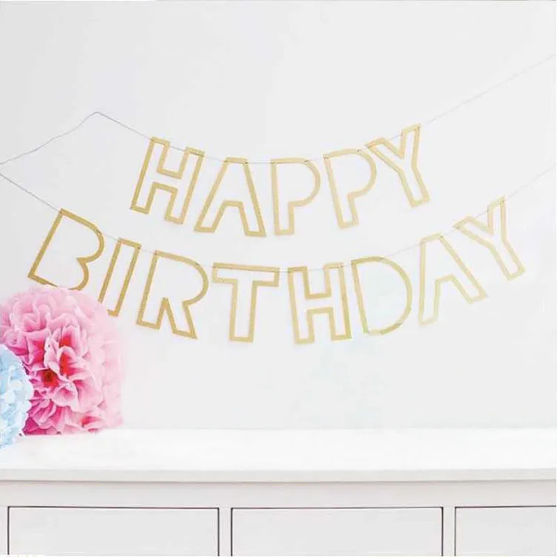 

New Chic Paper Happy Birthday Banner Birthday Party Decorations Photo Booth Birthday Backdrop Bunting Garland Flags Decorations