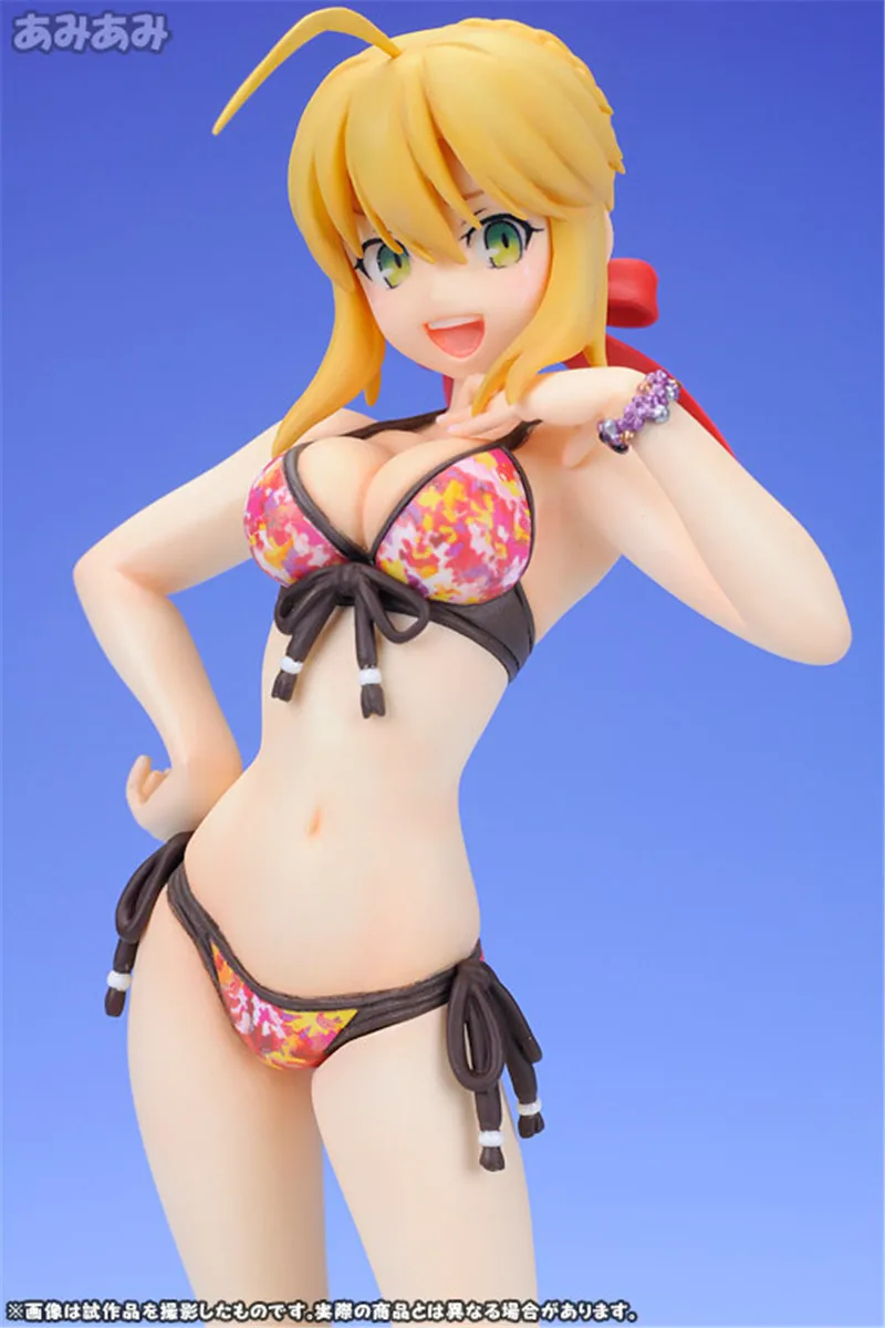 

NEW 17CM Anime Beach Queens Wave Fate/EXTRA Saber Swimsuit Ver. Sexy Figure 1/10 Scale PVC Action Figure Collectible Toy Doll