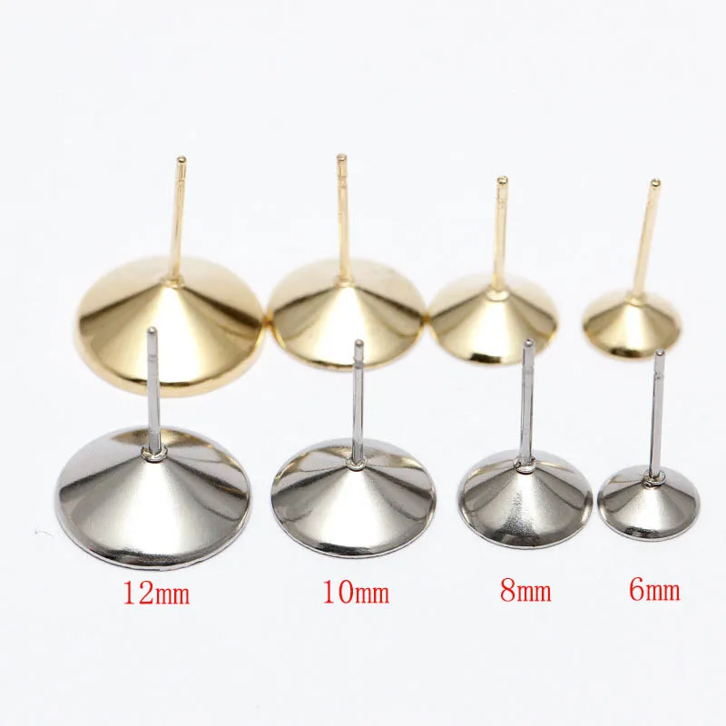 

20pcs 6/8/10/12mm Stainless Steel Earring Cabochon Base Cup Trays Fitting Crystal for DIY Ear Jewelry Findings Setting Supplier