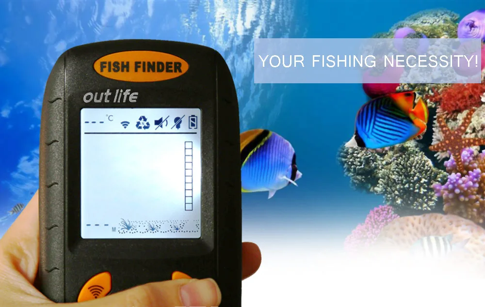 Outlife XF-01 Portable Sonar LCD Fish Finder Wire Alarm 100M