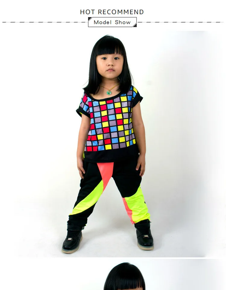 Heroprose/новый детский топ в стиле хип-хоп для взрослых, танцевальный женский контрастный неоновый цветной костюм для девочек, яркие футболки