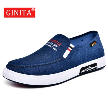

GINITA Summer Men's Casual Shoes Cowboy Canvas Slip On Loafers Shoes Men Cheap Sale Male Fashion Sneakers Footwear