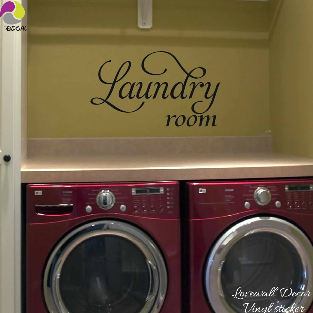 Laundry Room Sign Wall Sticker Laundry Room Wall Decal Cut Vinyl Home Decoration Easy Wall Art Mural DIY
