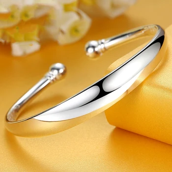 

New Pure S999 Sterling Silver Bangle Women Smooth Bracelet 30g