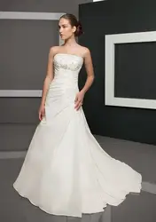 Великолепные без бретелек трапециевидной аппликацией из тафты дизайнерские свадебные платья свадебное платье со шлейфом