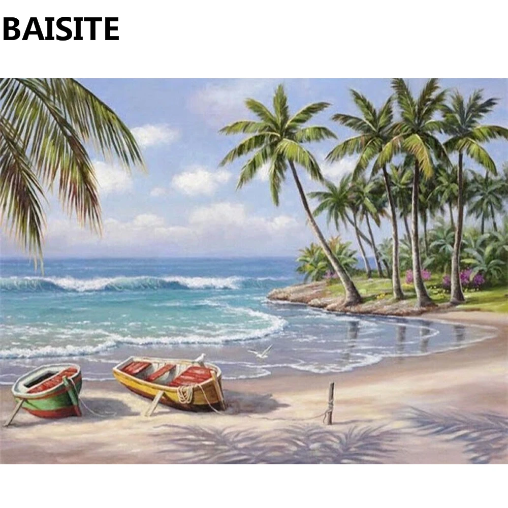 

BAISITE Frameless DIY Oil Painting Pictures By Numbers On Canvas Wall Pictures Wall Art For Living Room Home Decoration E042