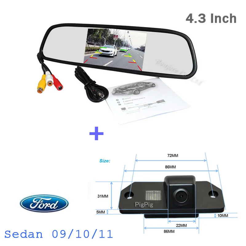 

Koorinwoo Auto CCD rearview camera For Ford/focus 3 Hatchback 09/10/11 Parking system 4.3 Car Mirror monitor Digital Screen Kit
