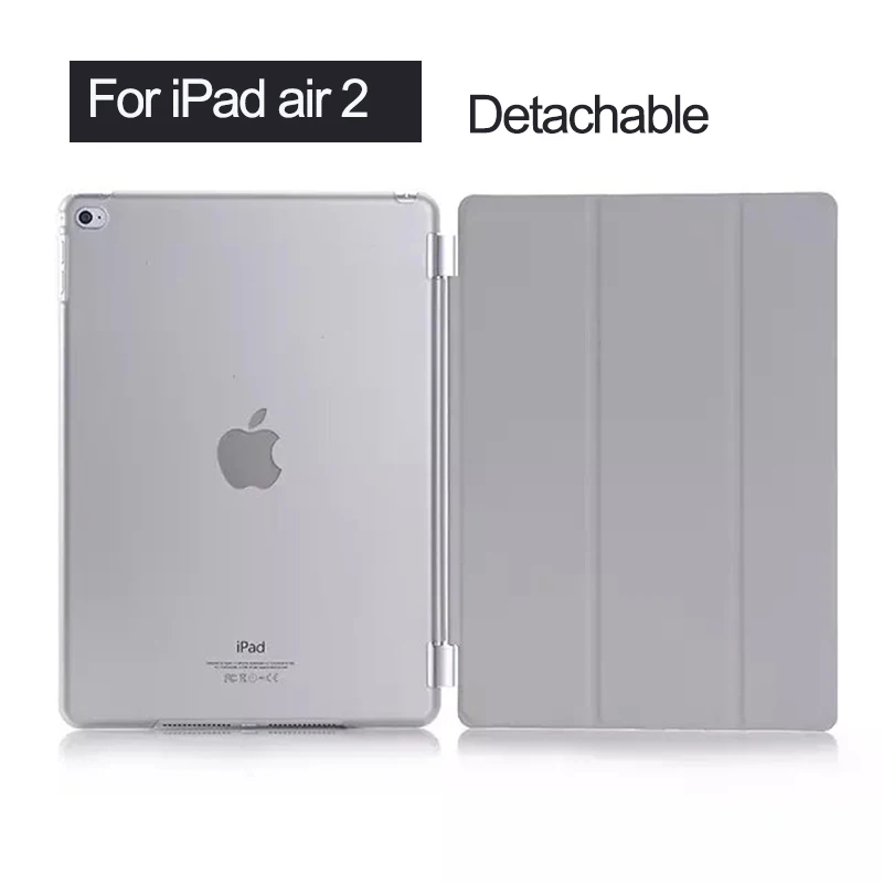 Для ipad Air 2 Чехол Ультра тонкий легкий смарт-чехол Подставка для Apple ipad 6 9,7 дюймов планшет с функцией автоматического сна/пробуждения - Цвет: GREY Detachable