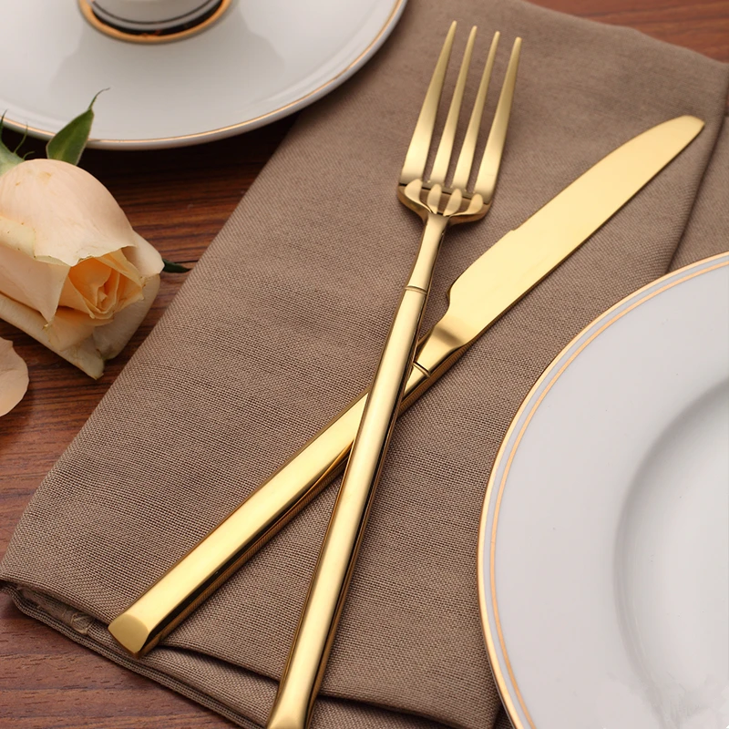 KTL 24 шт. набор золотой посуды высшего качества из нержавеющей стали 6 столовых ножей и 6 вилок и 6 6 чайных ложек Золотой набор столовых приборов