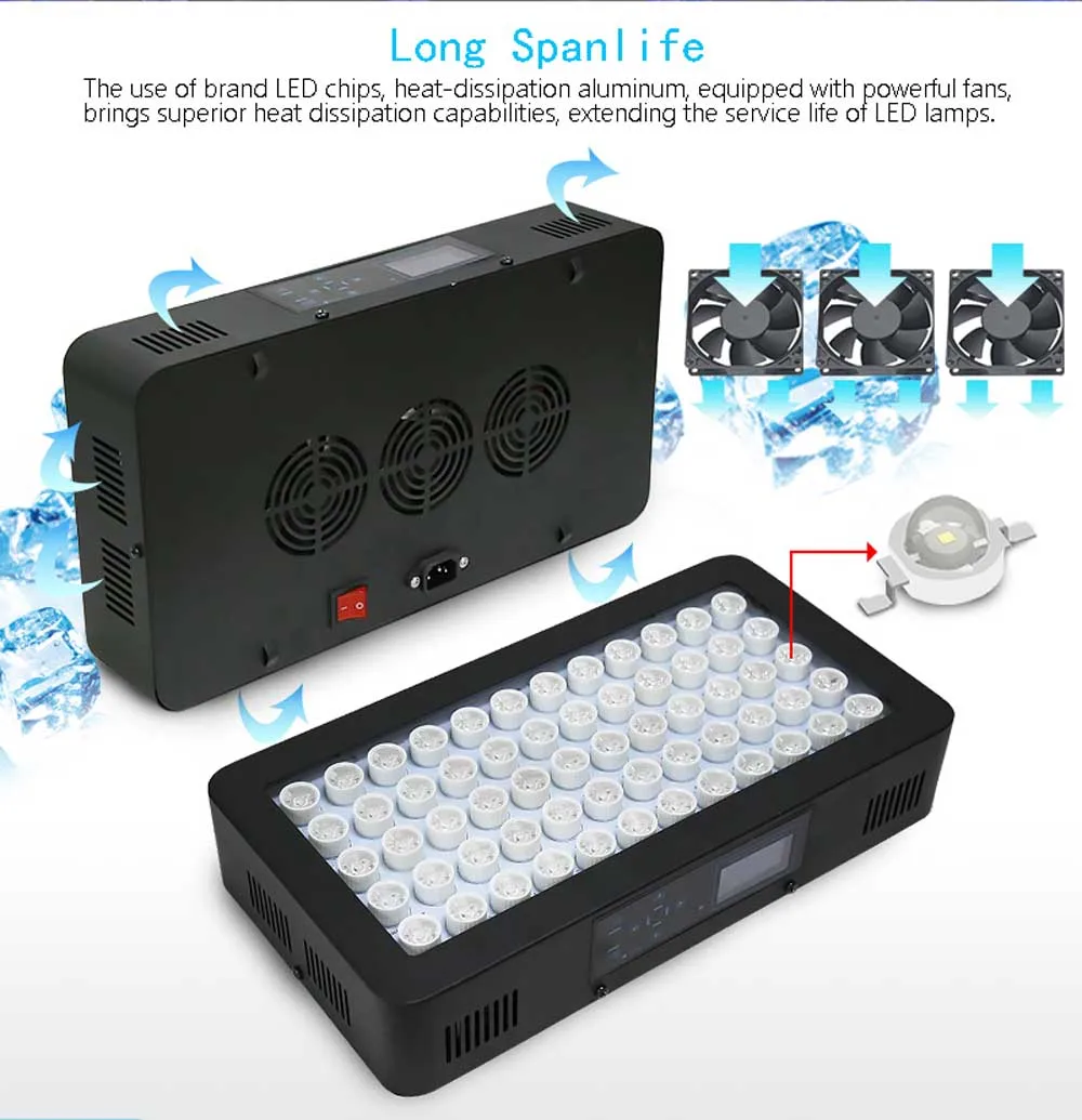 Remote or Touch control 180W LED Aquarium Light Timer Control Dimmable lamp Freshwater and Saltwater Coral Reef Grow Fish Tank  (22)
