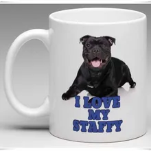 I Love my Staffy-стаффордширский бультерьер-забавная новая кружка, 11 унций керамическая кофейная кружка/чайная чашка, глянцевая