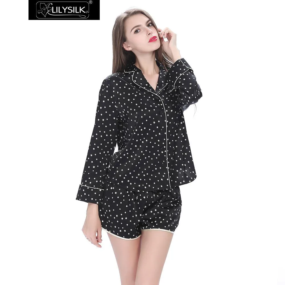 black-19-momme-black-short-silk-pajamas-set-twinkle-stars-04