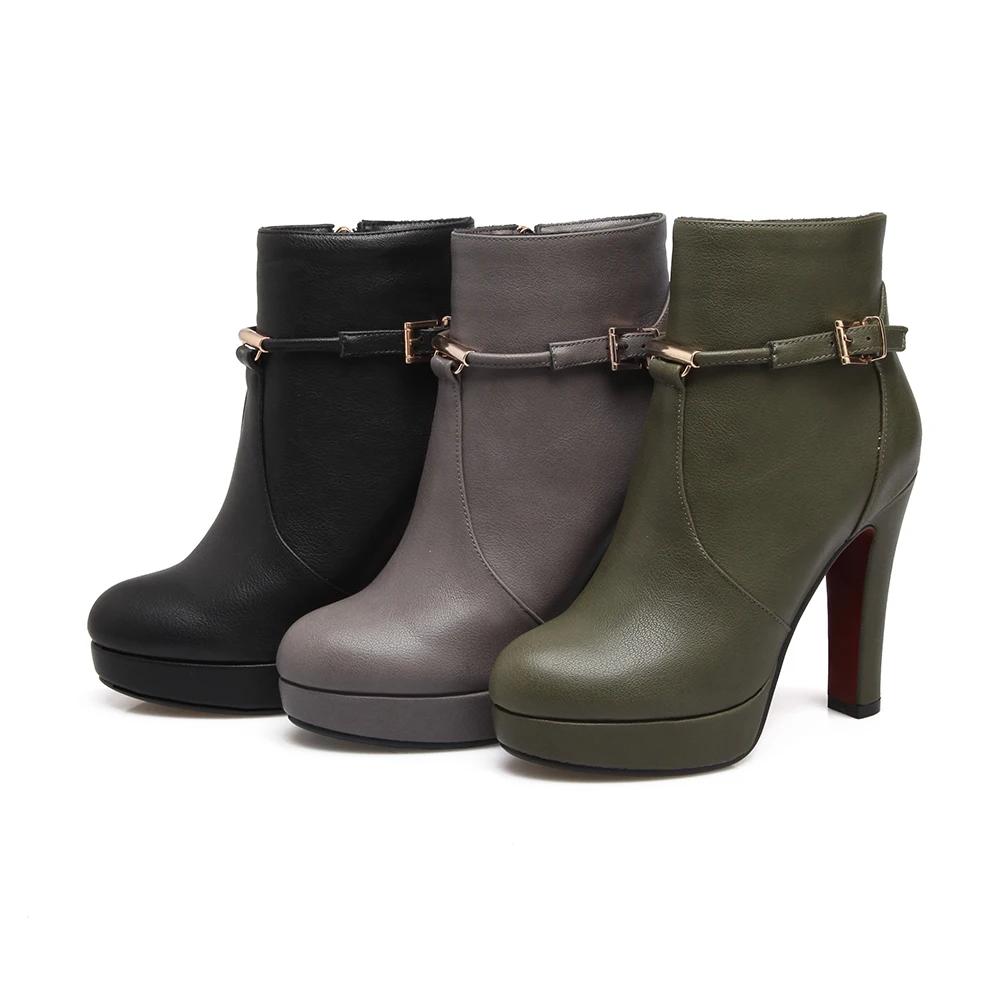 Новые Брендовые ботильоны для женщин; модные пикантные мотоботы на высоком каблуке с круглым носком; женская обувь из искусственной кожи; сезон осень-зима; цвет черный, зеленый