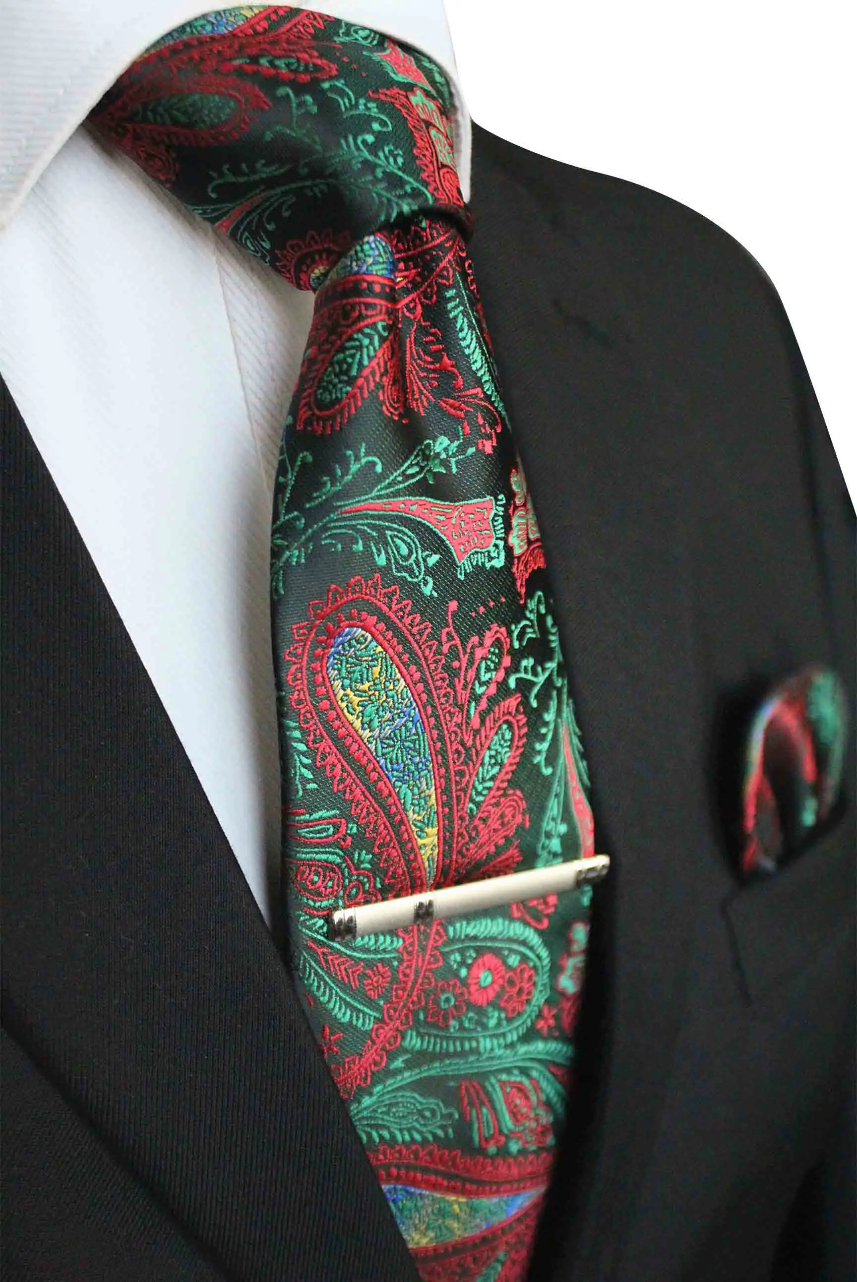 JEMYGINS шелковый галстук& Карманный квадратный& зажим для галстука набор галстук ручной работы Высокое качество для модных мужчин вечерние костюм для свадьбы - Цвет: 21