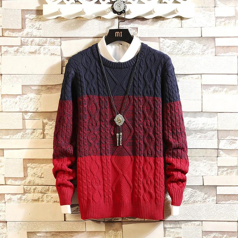 Sweater man 2019 autumn/winter season new round collar Korean edition trend loose handsome teen stitching jumper