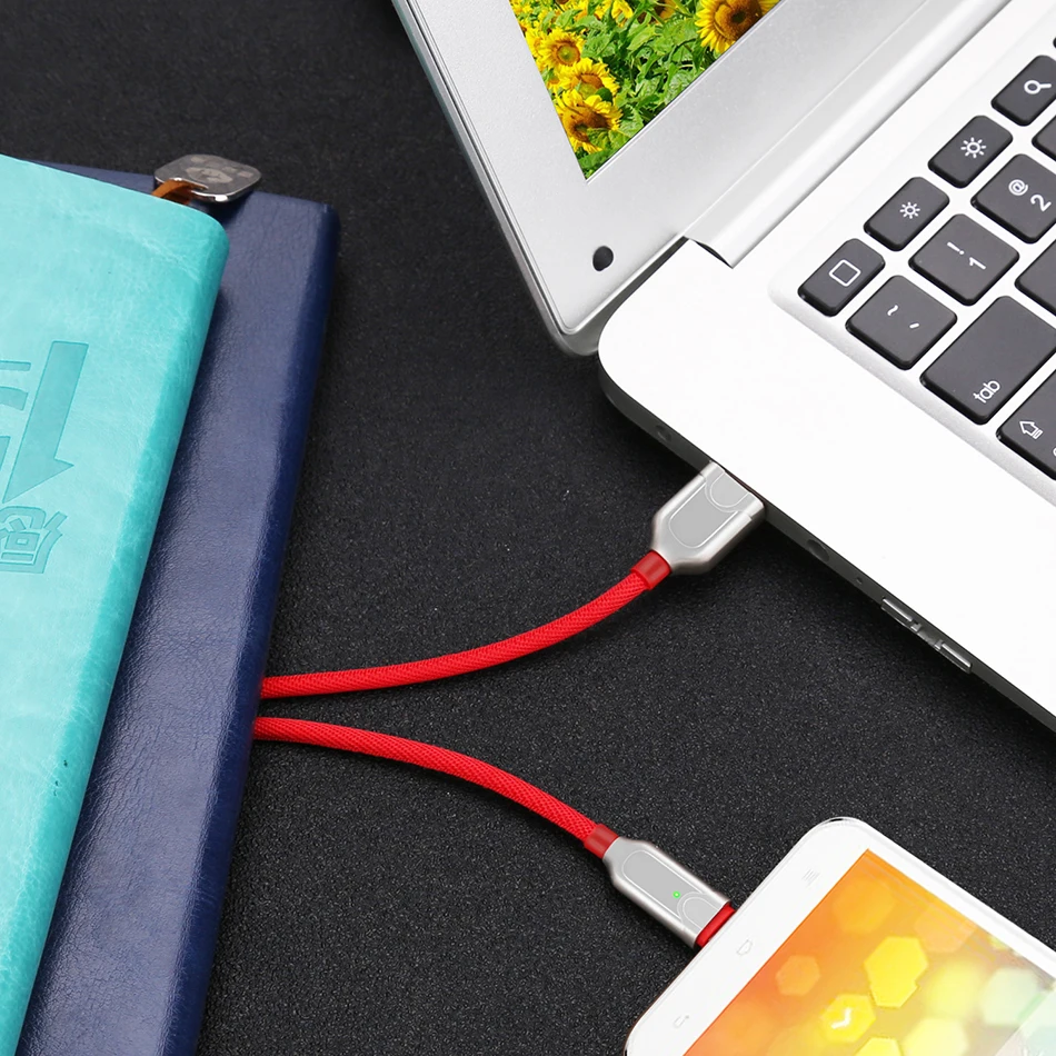  NOHON Universal Charge Sync Data Cable For Xiaomi Redmi 5 Note 4 4X Alloy Micro USB With LED For Samsung S7 S6 Charge Cord Line (5)