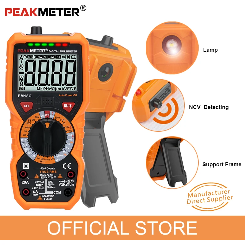 Tanie Cyfrowy multimetr PEAKMETER PM18C true rms AC napięcie prądu stałego miernik rezystancji PM890D pojemność częstotliwość temperatura Tester NCV