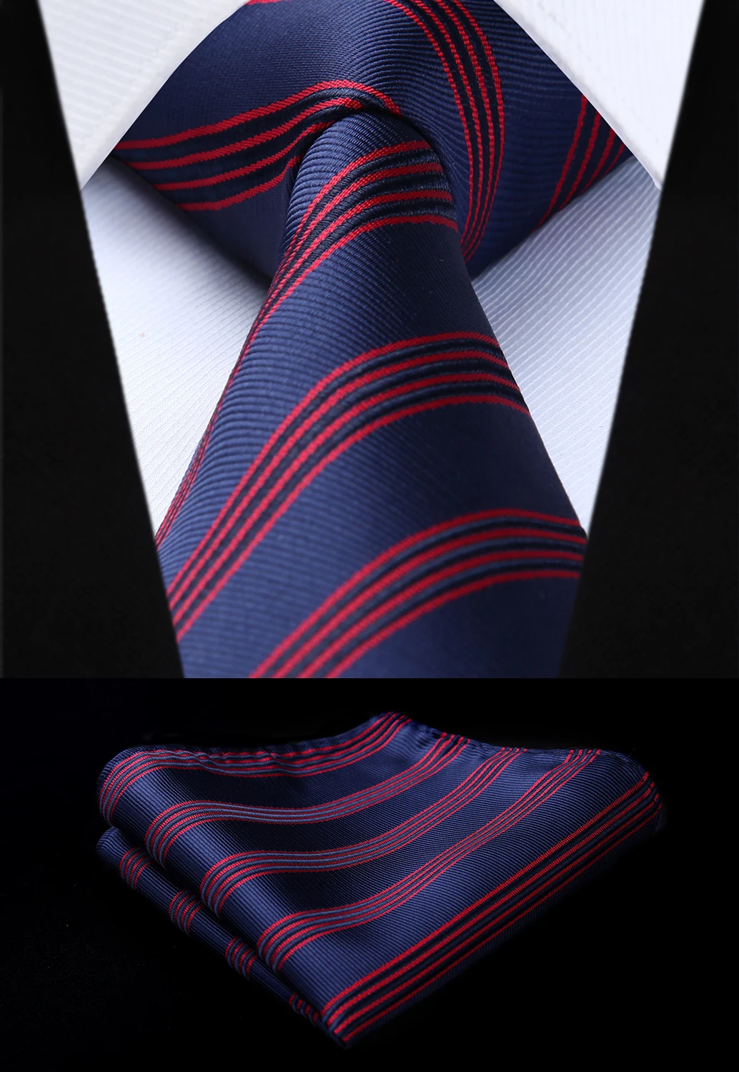 Тканые Классический галстук синий и красный цвета в полоску 3.4 "Шелковый Галстук свадьбу платок Набор Новый # ts705r8s