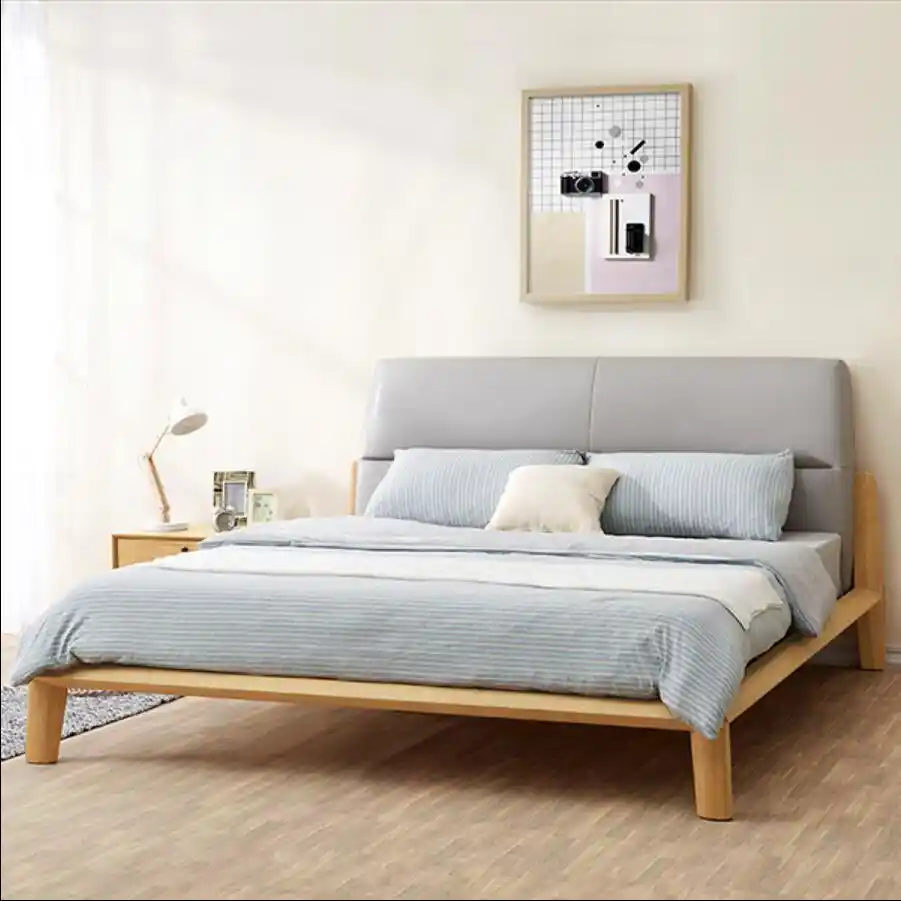 Korean Designer Wood Leather Bed 1 5 M By 1 8 M Soft Leather