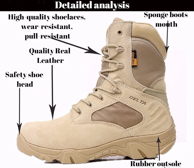 Мужские тактические ботинки Delta, кожа, высокая производительность, водонепроницаемый военные сапоги, для улицы, дышащие, Нескользящие, походные кроссовки для мужчин
