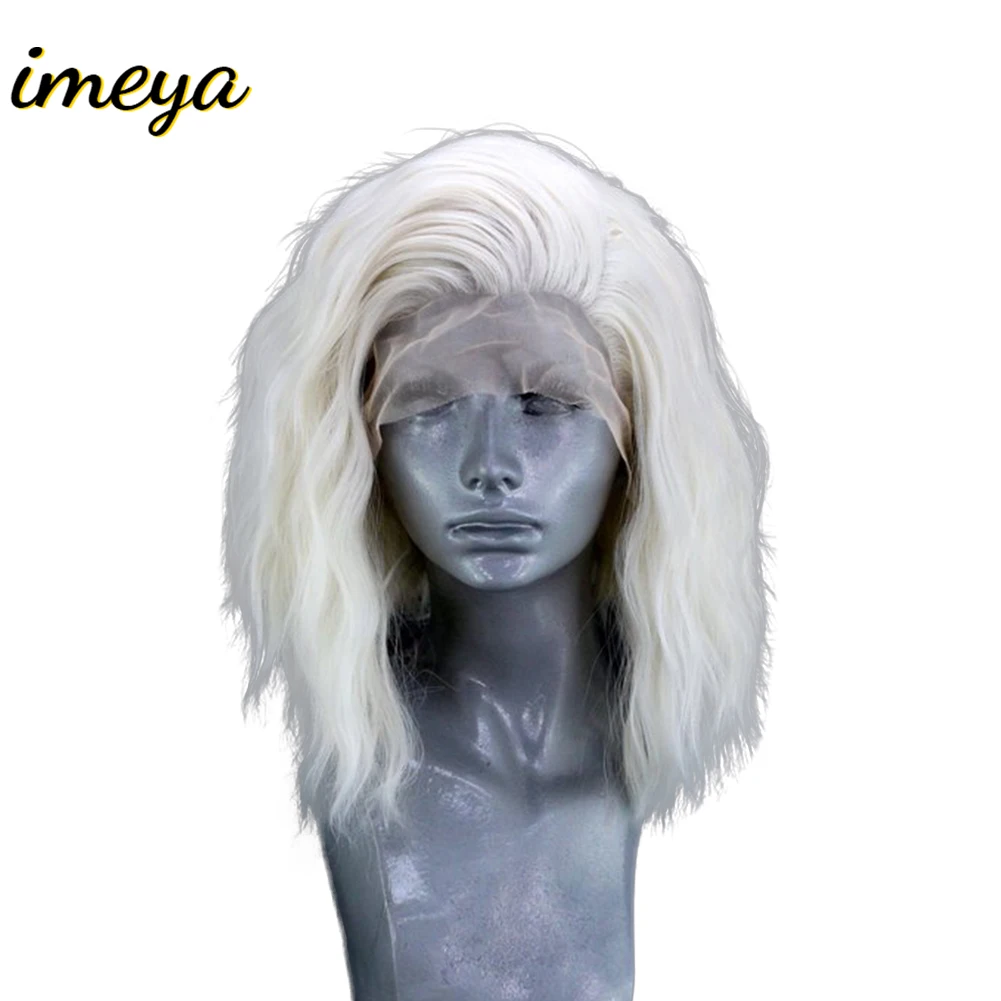 

Imeya Short Wavy Bob #60 Color Lace Front Wigs Synthetic Hair With Side Part High Temperature Heat Resisrant Fiber Wigs