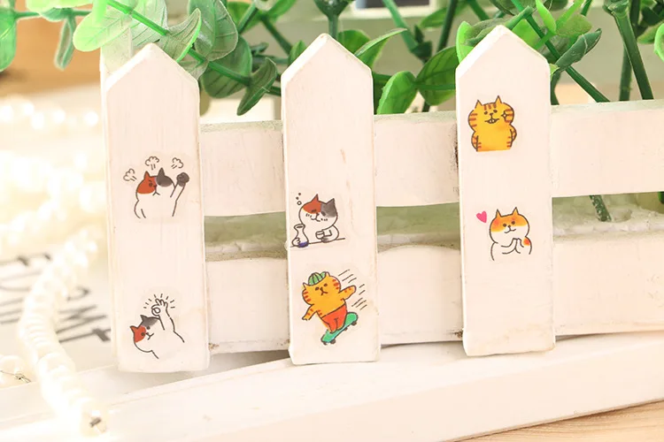 6 шт./лот Kawaii ПВХ наклейки Кот Sticky бумага для детей подарок Diy Скрапбукинг наклейки для дневника Ablum канцелярские