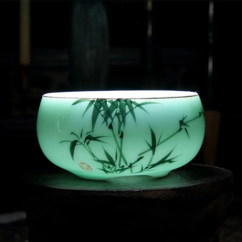 

Chinese Longquan Celadon Porcelain China Teacups Golden Fish 60ml Kung Fu Tea Pot Celadon Crackle Tea Cups China Gifts