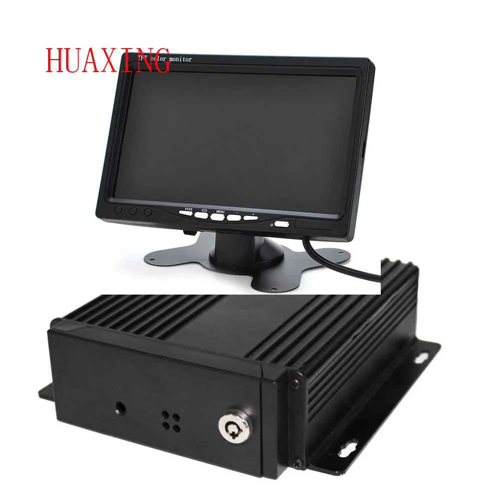 

7 inch monitor 800x480 industrial Car Reverse Rearview LCD display 2 AV input with AHD SD mdvr 4ch mobile dvr kit