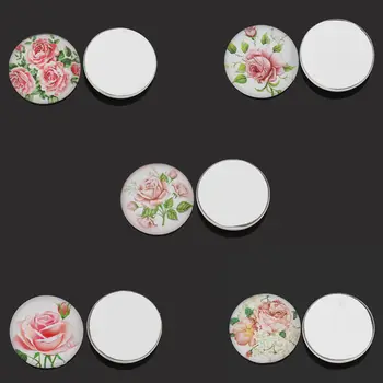 

Glass Cabochons Cameos Rose Flower Floral Patterns Flatback DIY Jewelry Crafts DIY Making Findings Mixed Round Pink 25mm 10Pcs
