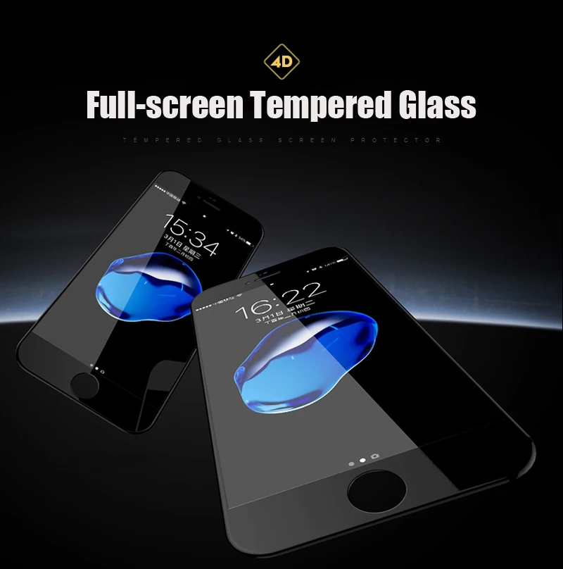 TOMKAS Glass For iPhone 7 8 Screen Protectors 4D Round Curved Edge Full Cover Protective For iPhone 7 8 Plus Tempered Glass