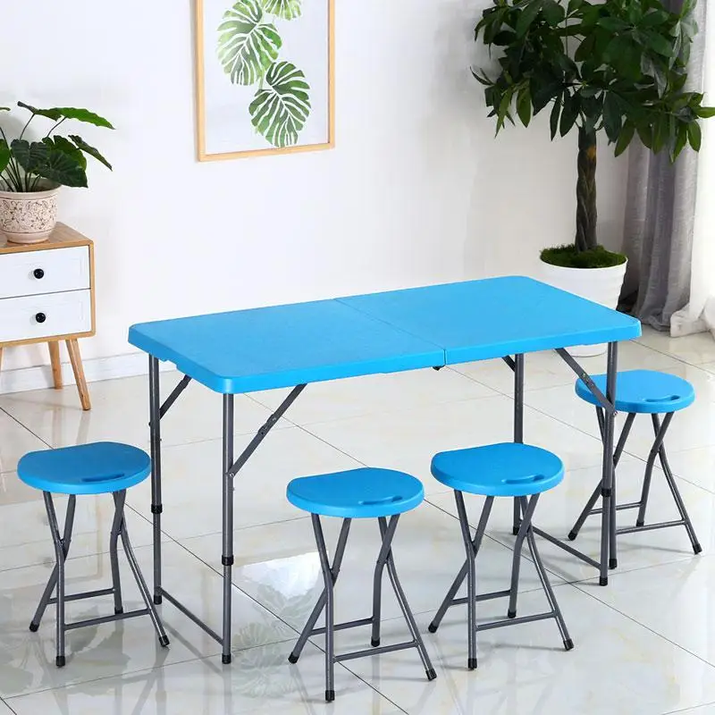 

Folding table and chair set home dining table portable outdoor table simple square table and chair simple