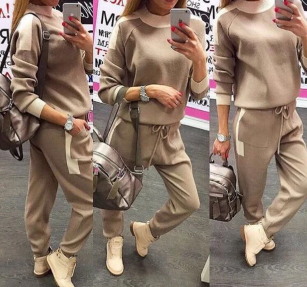 Women's Tracksuit New Autumn Winter 2018 Fashion Clothes Sportsuit Woman Slim Sweater With Pants Suits Knitted Two Piece Set Women's Tracksuit New Autumn Winter 2018 Fashion Clothes Sportsuit Woman Slim Sweater With Pants Suits Knitted Two Piece Set