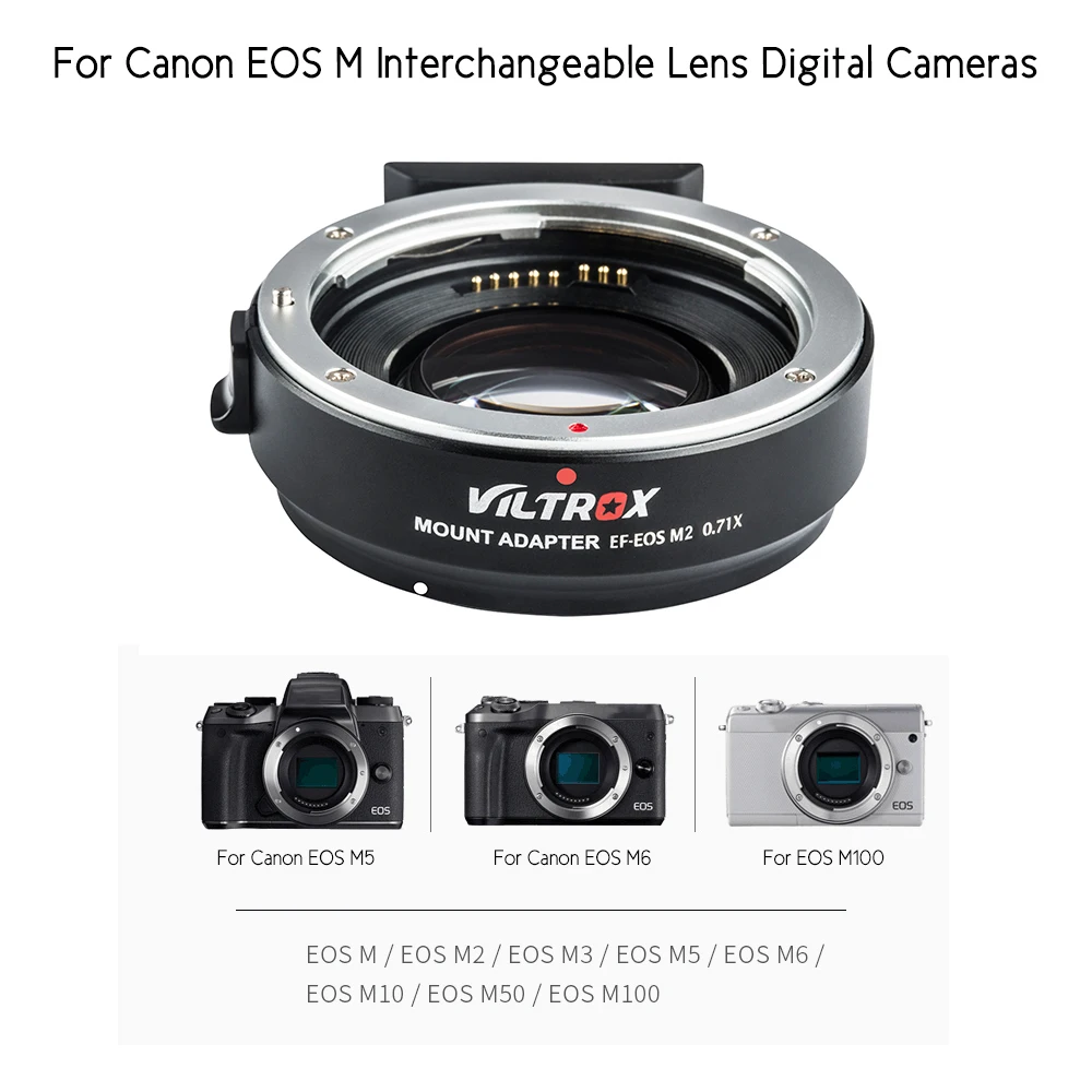 Viltrox EF-EOS M2 Автофокус Крепление объектива переходное кольцо 0.71X фокусное расстояние мультипликатор USB обновление для Canon