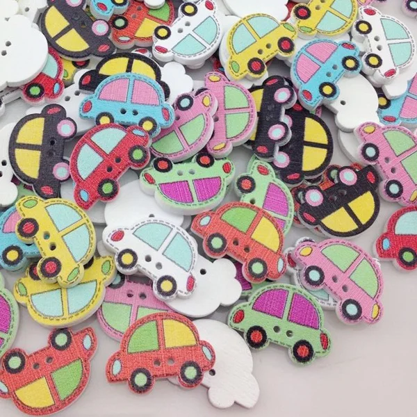 

50pcs 25x16mm Car Wood Buttons For Kid's/Baby Sewing Craft Mix Lots WB20