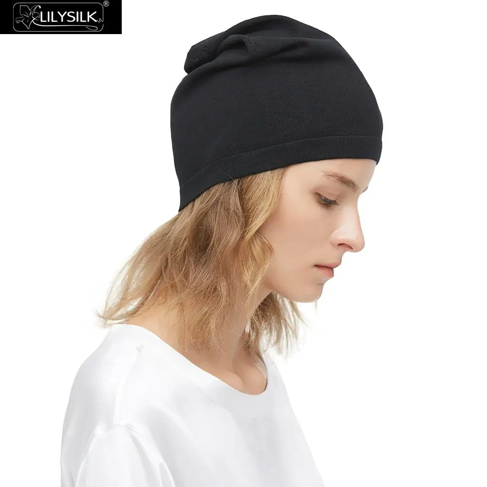 

LilySilk Cap 100 Silk Knitted Slouchy Beanie Breathable Thin Women Men Stretch Skull Soft Comfortable New Free Shipping