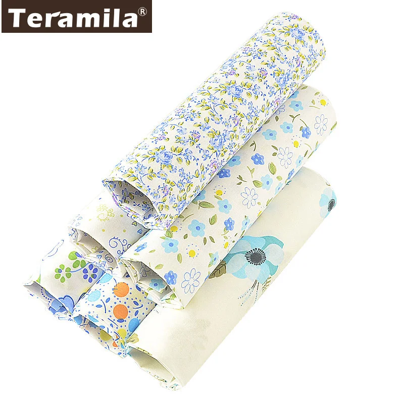 TERAMILA Telas хлопок лоскутное саржа синий цветочный ткань швейный материал DIY Tissu Coton 6 шт./40 см x 50 см Ткань для пэчворка