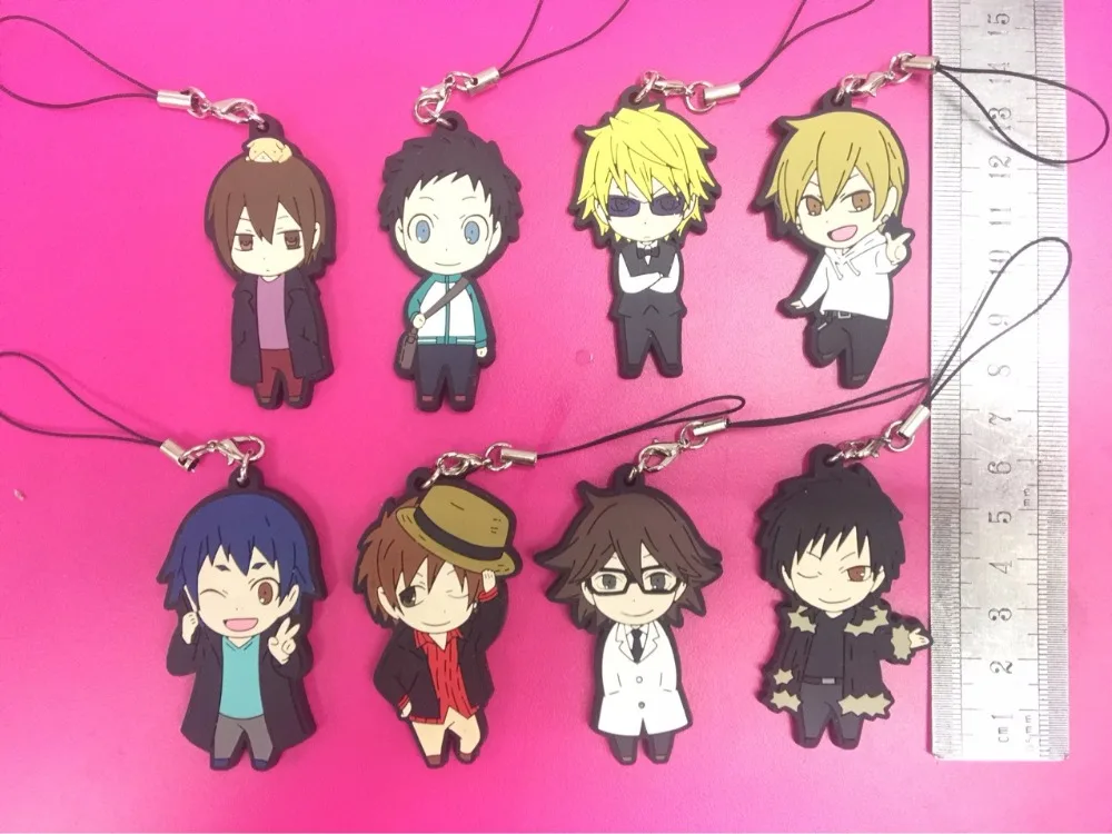 

8 Pcs/set Anime Durarara DRRR pvc Rubber phone strap Keychain pendant toys for gifts
