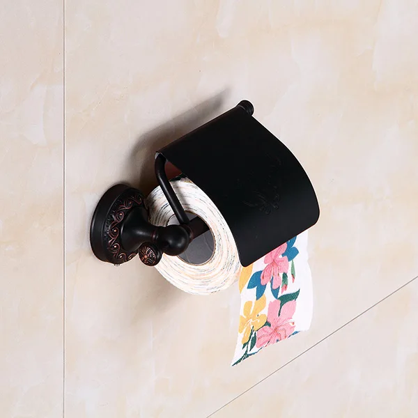 Латунь Аксессуары для ванной комнаты Комплект черный полированный крючки мыльница держатели для туалетной щетки сидушки на унитаз пепельница корзина для салфеток - Цвет: Tissue Holder