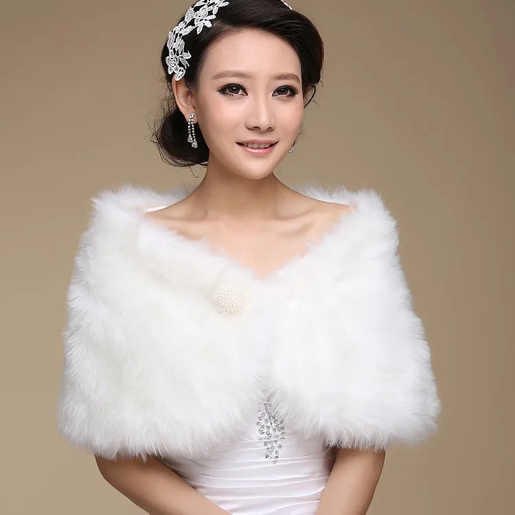 In Stock bolero women fur faux fur bolero white wedding bridal wraps wedding bolero Jacket 2017