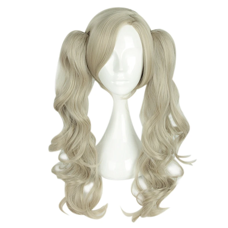 

Mcoser 55CM Medium Curly Synthetic hair With Two Ponytails 100% High Temperature Fiber Free Shipping WIG-661F