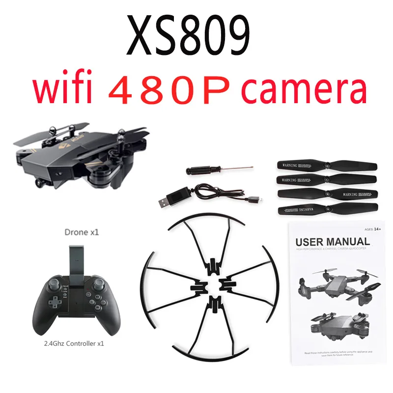 XS809W зависания racing вертолет Дроны с камеры hd drone profissional fpv quadcopter самолета световой забавная игрушка для мальчиков - Цвет: 480P wifi camera