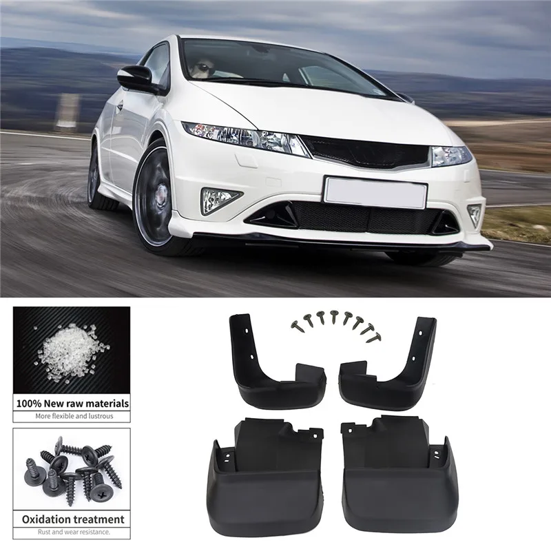 

KOLEROADER 1Set Mud Flaps Plash Guard Front Rear Flap Mudguard Auto For Honda Civic Sedan 4DR 2006 2007 2008 2009 2010 2011 /
