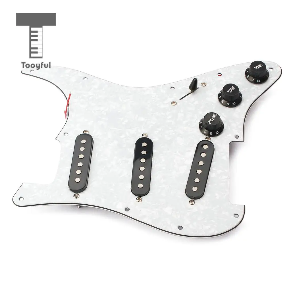 Tooyful 3-ply SSS Prewired Pickups Pickguard Scratch Plate with Screws Set for Strat ST Guitar Replacement Parts