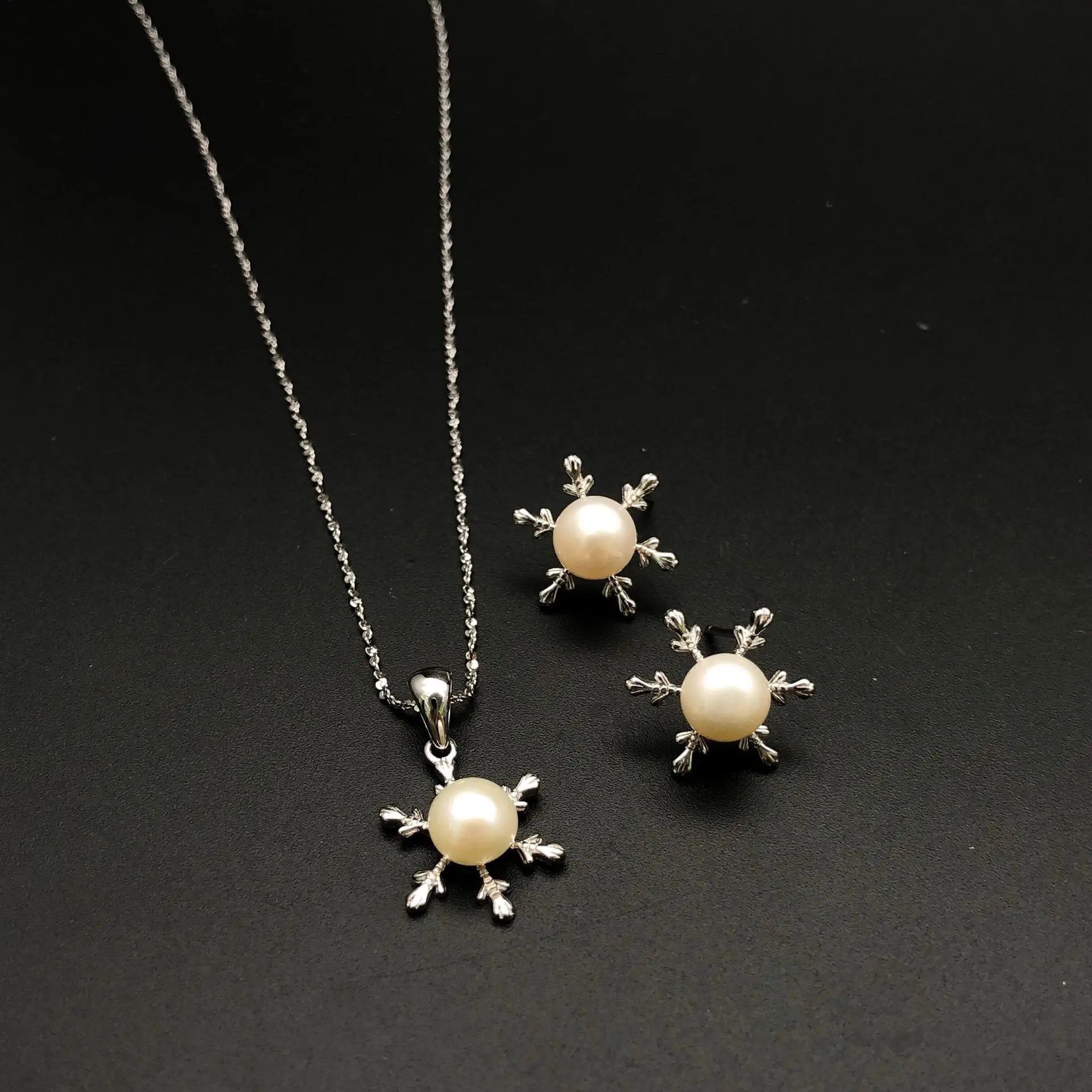 snowflake pearl necklace woman 100% 925 Sterling silver nacklace Jewellery Clavicle chain pendant charms silver jewelry