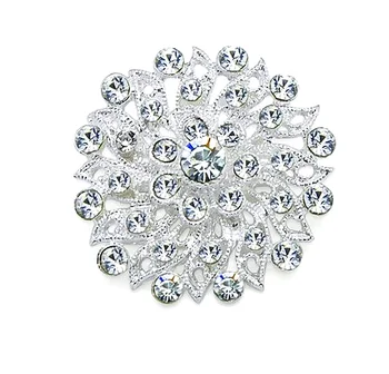 

Sparkly Silver Tone Clear Rhinestone Crystal Diamante Small Flower Pin Brooches Women