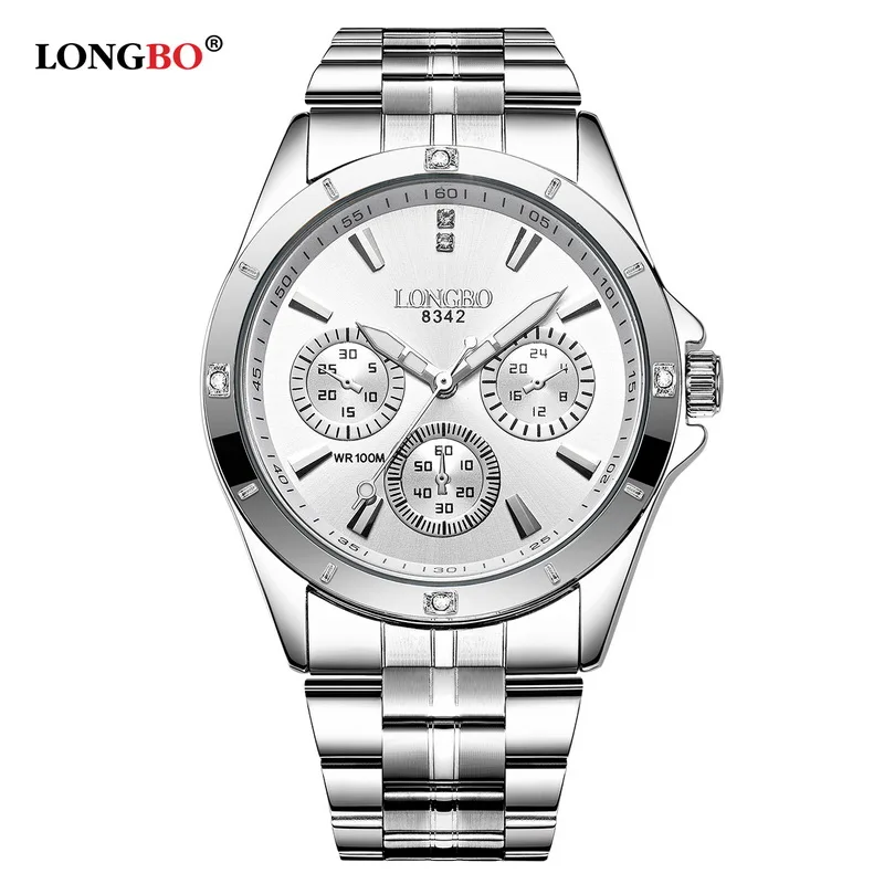 

2017 Reloj hombre Longbo Timepieces Japanese Movement Quartz Watches Three Eyes Clock Hands Water Resistant Hour Watch Saat 8342