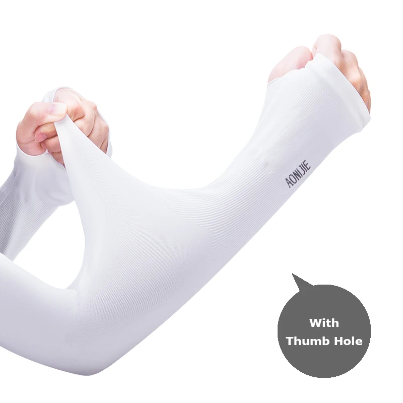 With Thumb Hole Whit AONIJIE УФ Защита от солнца охлаждающий рукав крышка руки охладитель грелка для перчаток Бег для гольфа, велоспорта вождения - Цвет: With Thumb Hole Whit