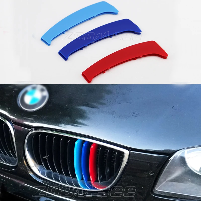 

3D M Styling Sport Front Grille Trim Strips grill Cover Stickers For 2003-2011 BMW 1 series E87 E81 E82 E88 116i 118i 120i 130i